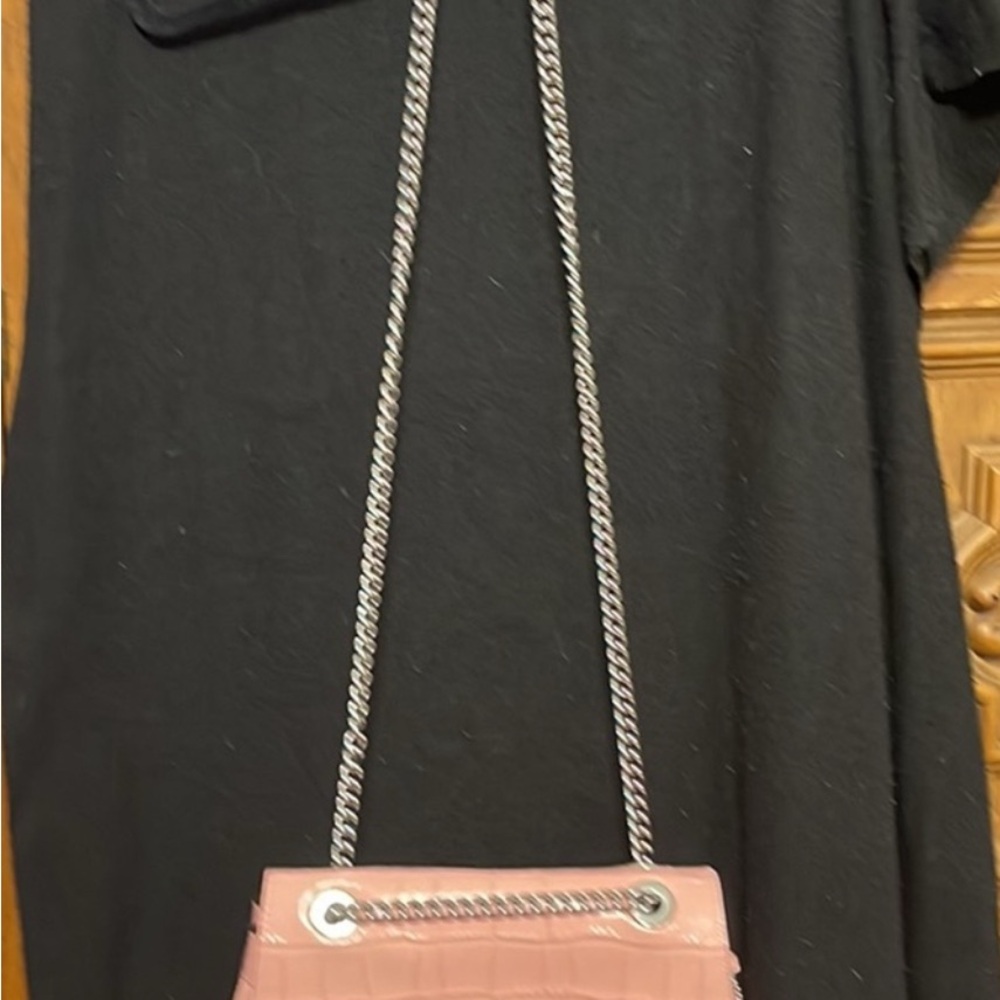 Pink Croc-Embossed Chain Shoulder Bag - Picture 2 of 8